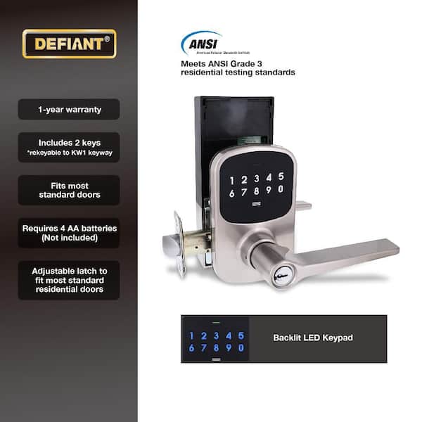 Defiant Compact Touch Satin Nickel Electronic Touchpad Keyed Entry