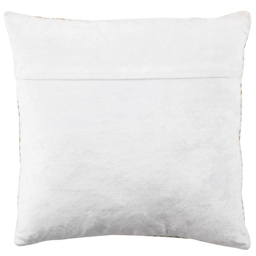 Cream Embroidered Geometric Square Accent Pillow
