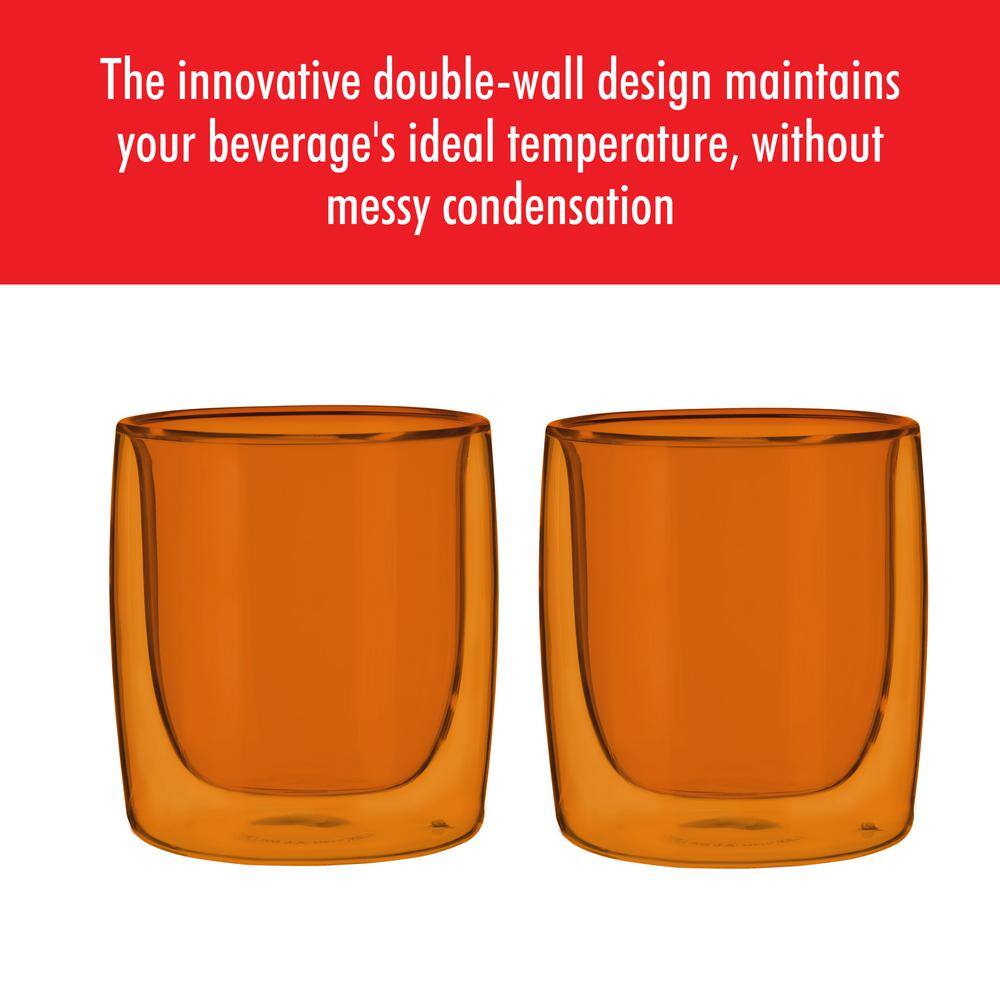 Amber Double-Wall Borosilicate Glass Tumbler Set