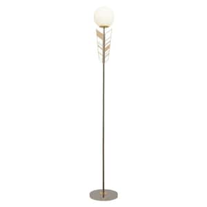 Geralyn 65 .5 in. Gold and Silver Finish Metal Novelty Floor Lamp with Frosted Globe Shade