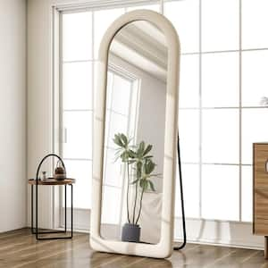 24 in. W x 63 in. H White Modern Arched Flannelette Wood Framed Full Length Mirror