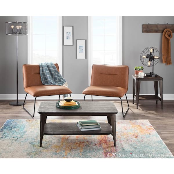Casper Industrial Camel Faux Leather Accent Chair