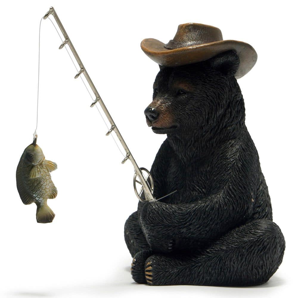black bear fishing pole Hodao Figurines Decoration Summer Bear Crafts for Home Office Desk Decor Statue for Tabletop Shelf Decoration Ornament Gifts Decor for Beach Fishing Lovers (Black) : Home & Kitchen resistant and UV Stupell Bear Fishing Pole Lake