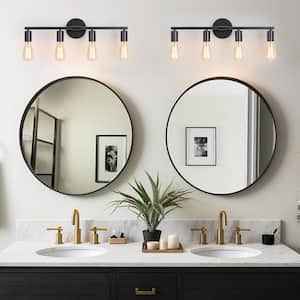 22.8 in. 4-Light Black Modern Wall Sconce Bathroom Vanity-Light Indoor Wall Light for Living Room