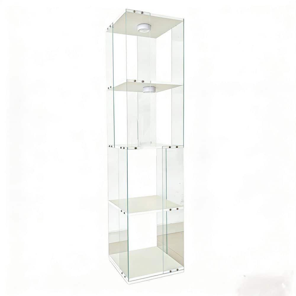 White 63.19 in. Tempered Glass Display Cabinet Accent Storage Cabinet with LED Light price history on PriceWatchPro