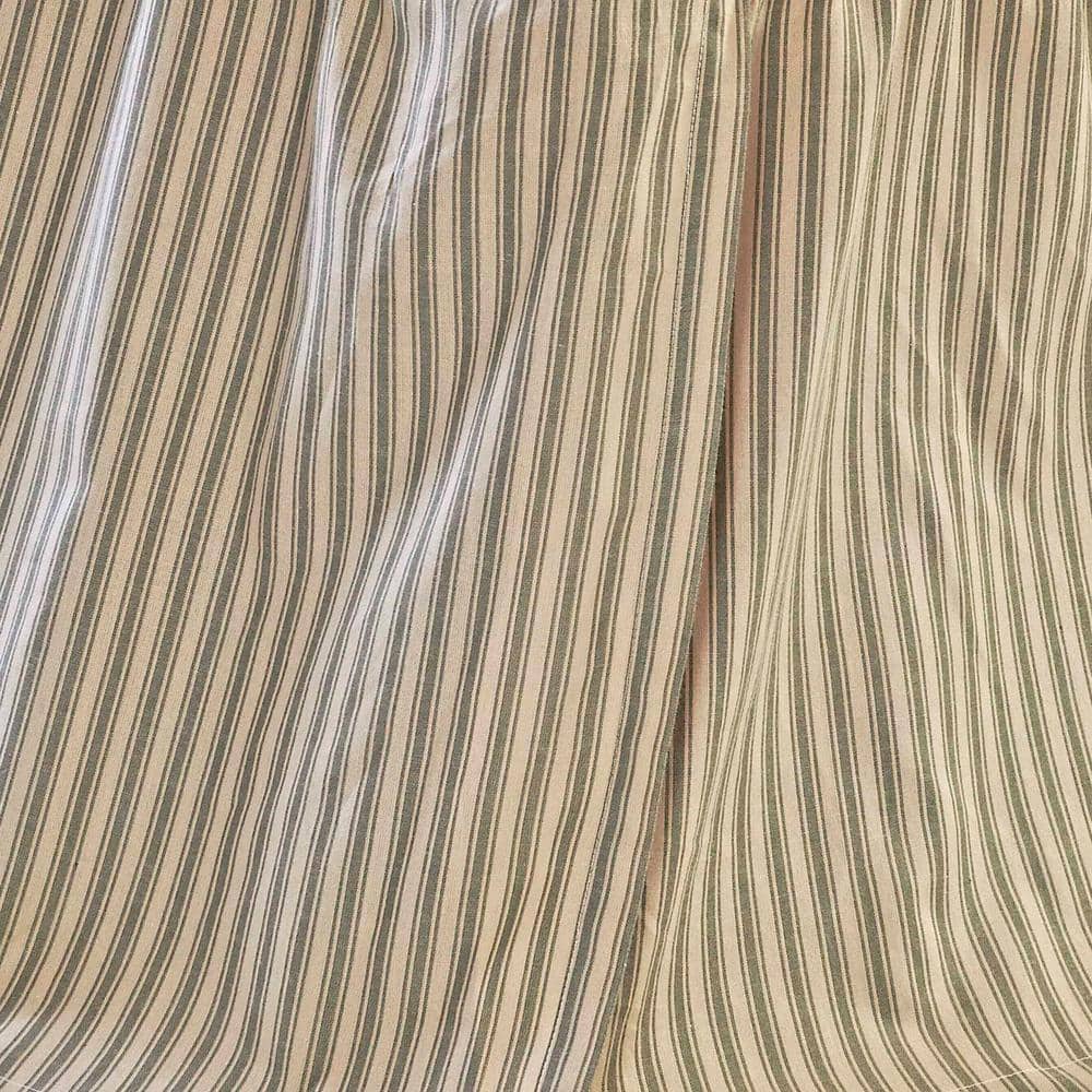 Prairie Winds Sage and Khaki Striped Cotton King Bed Skirt