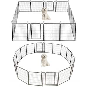 31.6 in. Tall Outdoor Patio Camping Metal Collapsible Dog Pen Pet Pen with 2 Lockable Gates 16-Pieces