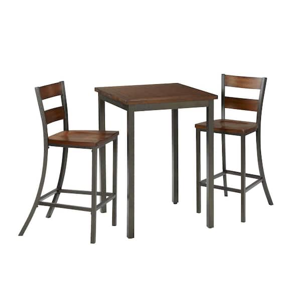 HOMESTYLES 3-Piece Hammered Metal Bar Table Set