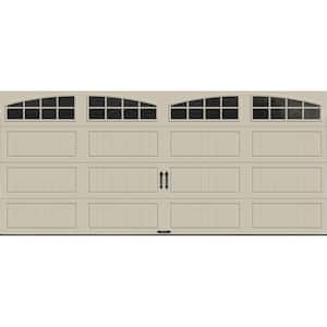 Gallery Steel Long Panel 16 ft x 7 ft Insulated 6.5 R-Value  Desert Tan Garage Door with Arch Windows