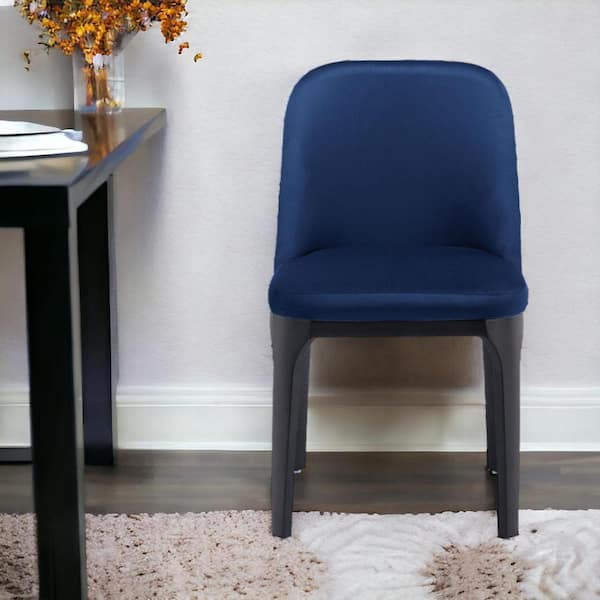 HomeRoots Blue And Black Upholstered Velvet Dining Side Chair