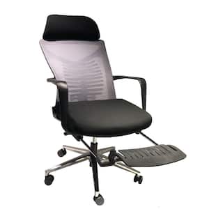 Black Mesh Back Padded Adjustable Ergonomic Office Chair with Headrest and Retractable Footrest