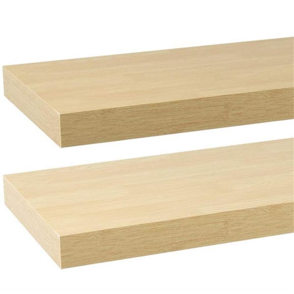 ULSMVOC SMT 9 in. x 24 in. x 1.5 in. Maple Wood Floating Decorative Wall Shelves (Set of 2)