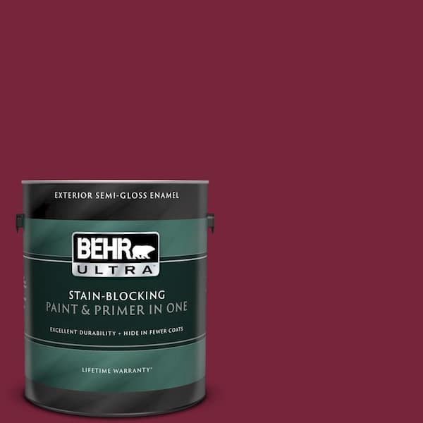 BEHR ULTRA 1 gal. #UL100-4 Cranberry Semi-Gloss Enamel Exterior Paint and Primer in One