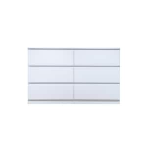 6-Drawer White Dresser 34.25 in. H x 18.25 in. W x 55.25 in. D
