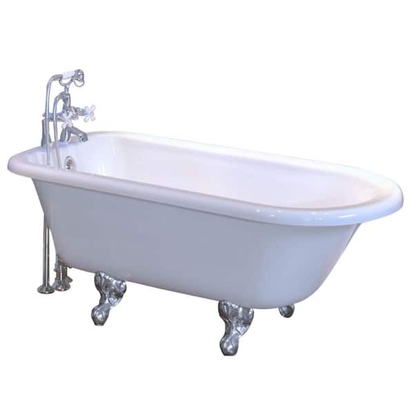 MAAX Daydream 4.86 ft. Acrylic Claw Foot Oval Tub in White with Brushed Nickel Feet