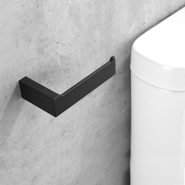 Kitsure Toilet Paper Holder Wall Mount - Sturdy Round Matte Black Toil
