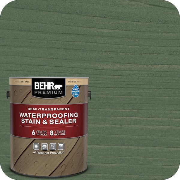 1 gal. #ST-126 Woodland Green Semi-Transparent Waterproofing Exterior Wood Stain and Sealer