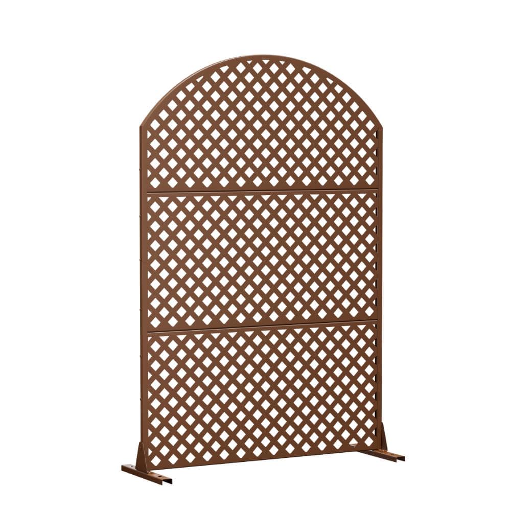 72 in. x 35 in. Brown Outdoor Metal Privacy Screen with Stand Arch Garden Screen Decorative Art Panel price history on PriceWatchPro