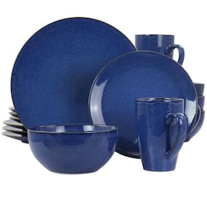 Lisbon 16-Piece Cobalt Round Stoneware Dinnerware Set