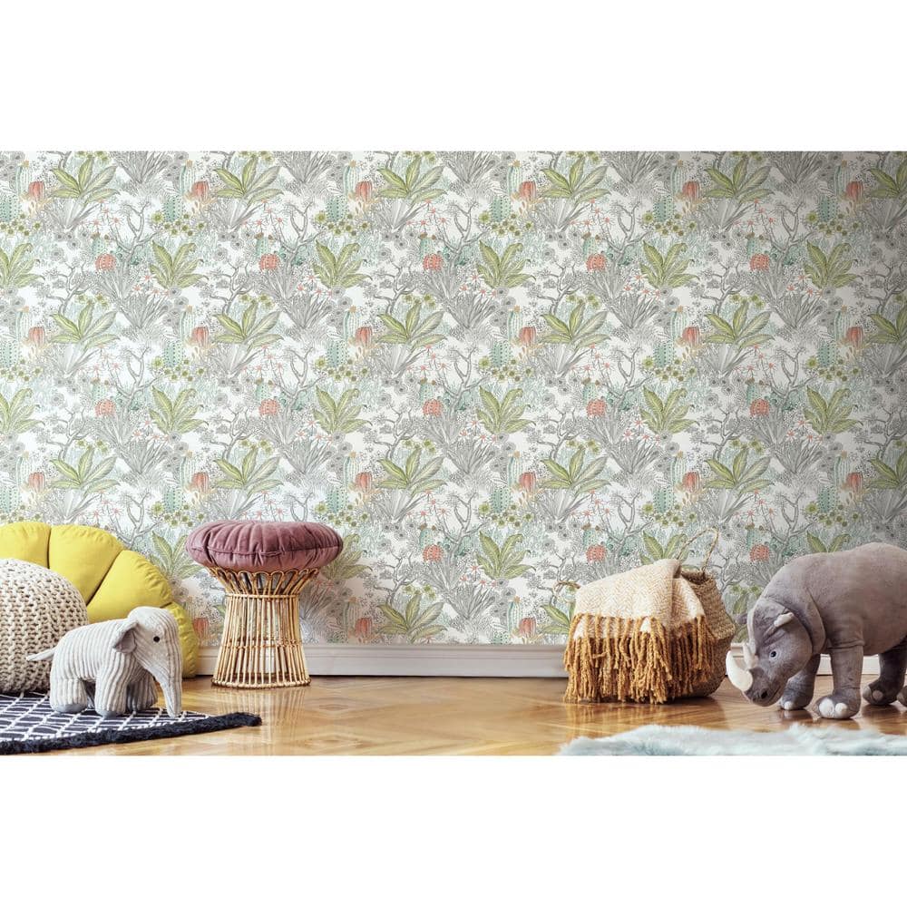 Gray Floral Peel and Stick Removable Wallpaper Roll