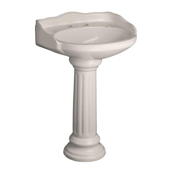 Victoria 26 in. Pedestal Combo Bathroom Sink for 4 in. Centerset in Bisque