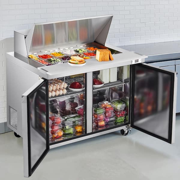 48 in. Commercial Refrigerator Sandwich Prep Table 12.5 cu.ft Stainless Steel Refrigerated Food Prep Station in Silver