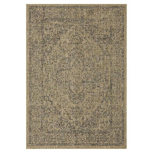Zaria 4 ft. x 6 ft. Jute and Black Indoor/Outdoor Area Rug
