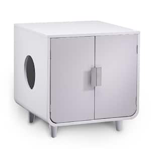 Dyad Cat Litter Box Enclosure and Side Table, Alpine White