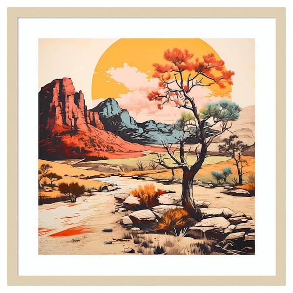 Amanti Art The Desert Path V by Walker Noble 25 in. W x 25 in. H. Wood Framed Wall Art Print Framed in Brown