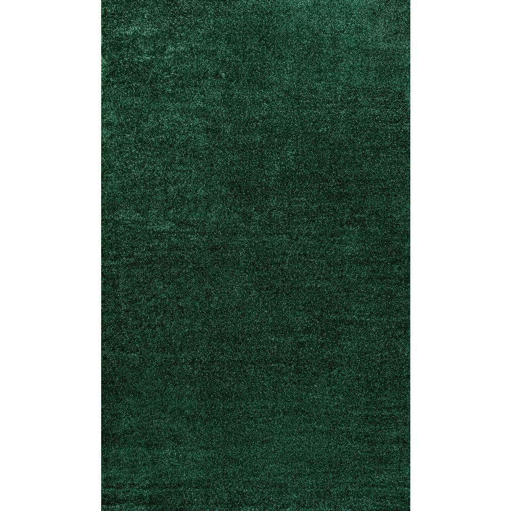 Emerald Green Solid Synthetic 10' x 14' Reversible Area Rug