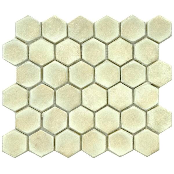 Merola Tile Cobble Hex Polar 10-3/4 in. x 12 in. x 12 mm Ceramic Mosaic Tile