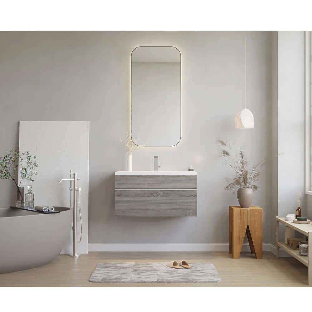 Arlie 30'' Brown Wall-Mount Single Sink Vanity