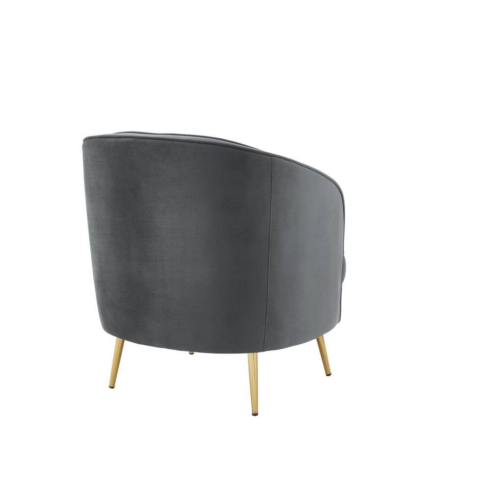 Wallace Modern Gray Velvet Accent Chair with Metallic Base