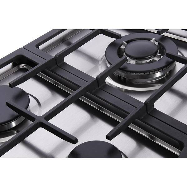 MIDUO 73cm Stainless Steel Gas Cooktop Stove Top 2 Burners Built-in Natural  Gas Cooker with Tempered Glass Black