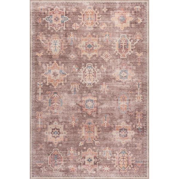 Philomena Medallion Spill Proof Machine Washable Area Rug Brown 9' ft. x 12' ft. Area Rug