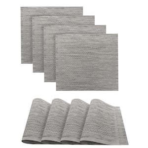 15 in. x 15 in. Silver Polyester Geneva Woven Texteline Placemat (Set of 4)​