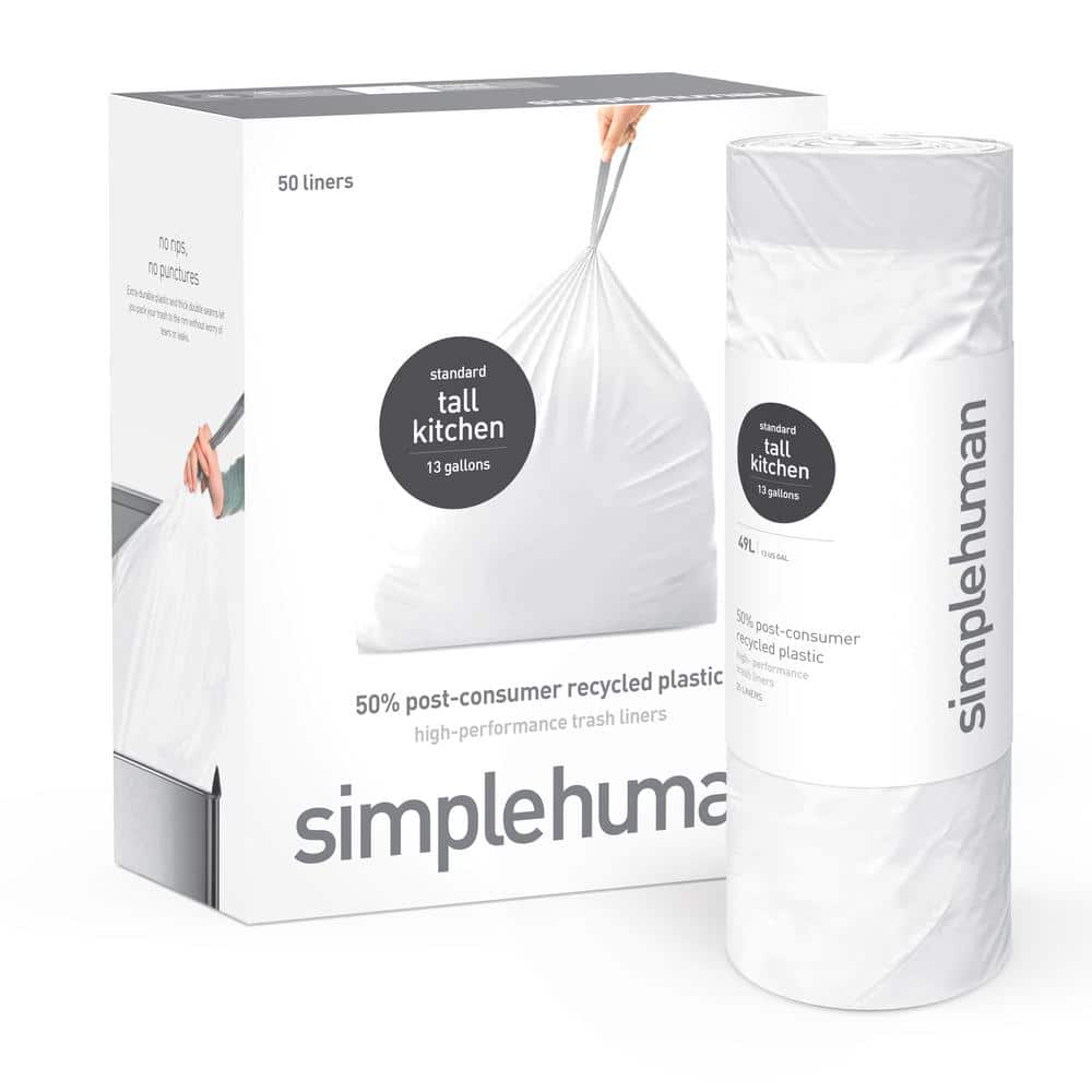 13 gal. Extra Strong Tall Kitchen Drawstring Trash Bags, 50% Post-Consumer 
