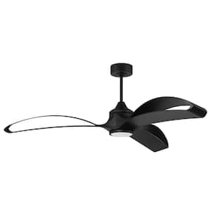 Bandeaux 60 in. Indoor/Outdoor Dual Mount Flat Black Ceiling Fan, Smart Wi-Fi Enabled Remote & Integrated LED Light