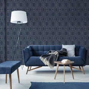 Geo Navy Removable Peel and Stick Wallpaper