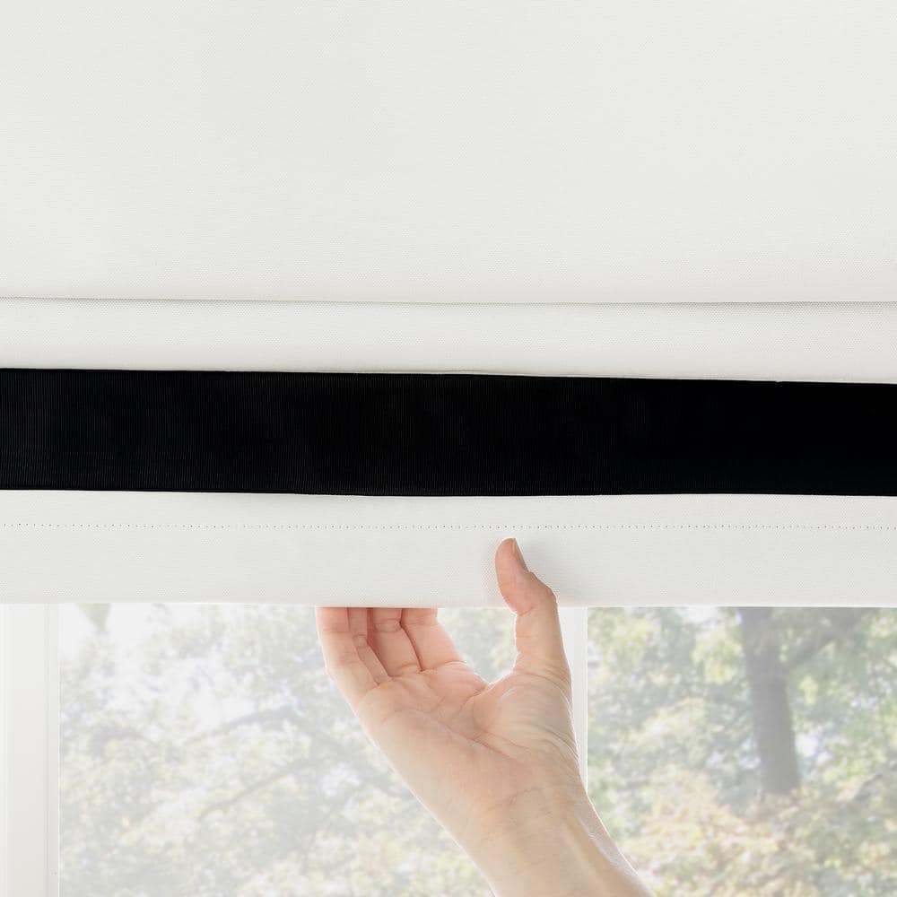 White and Black Cordless Blackout Roman Window Shade 33" x 64"
