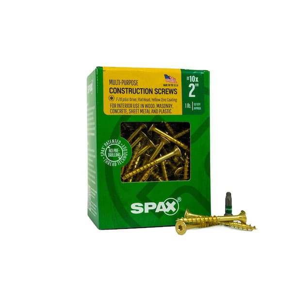 SPAX #10 x 2 in. Interior Flat Head Wood Screws Construction Framing Torx T-Star Plus (107 Each) 1 LB Bit Included