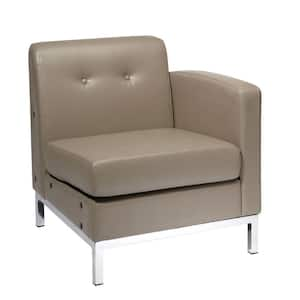 Wall Street 2-Piece Smoke Faux Leather 6-Seater L-Shaped Left-Facing Sectional Chair with Chrome Legs