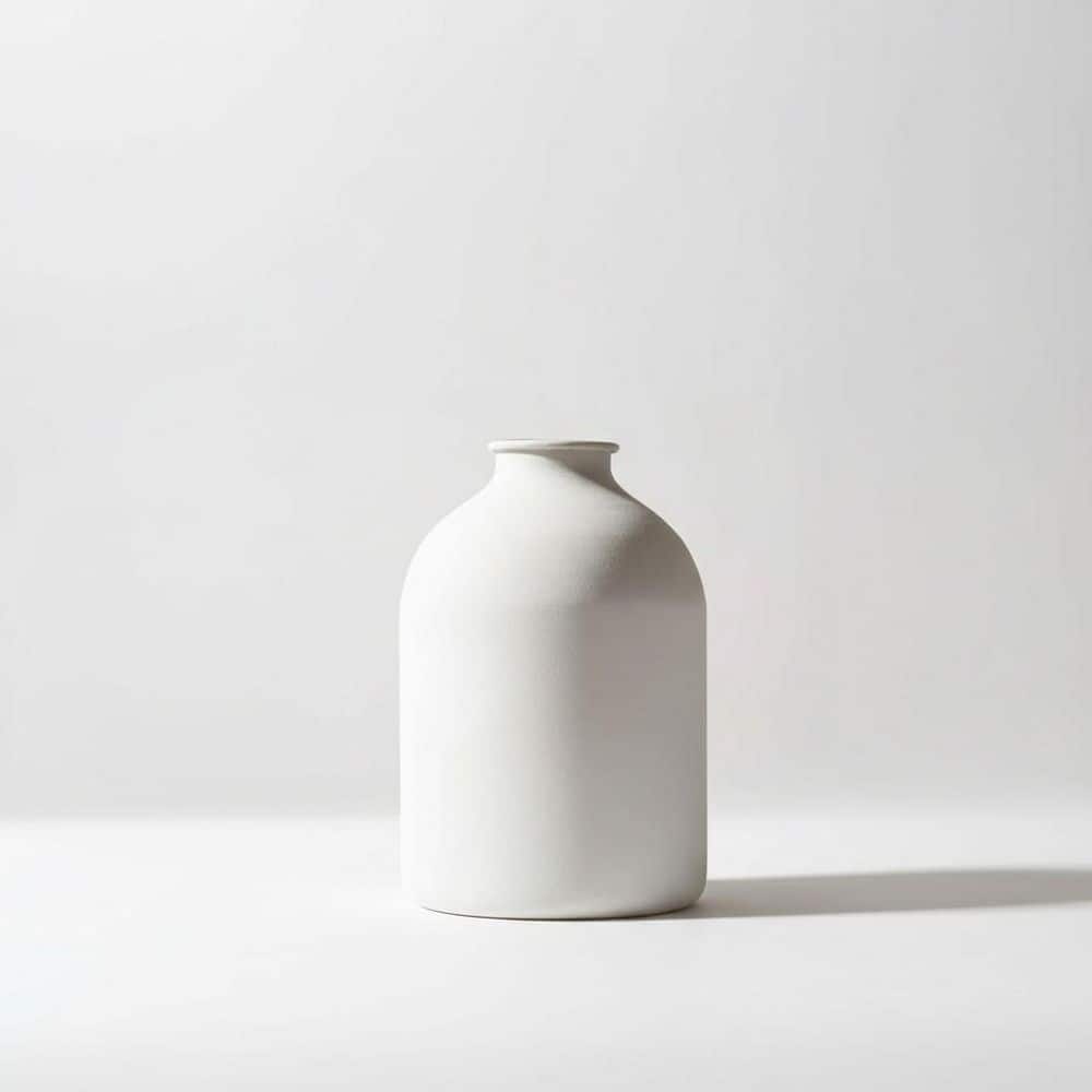 Matte White Iron Flower Bottle Vase - 8 in. Japandi Minimalist