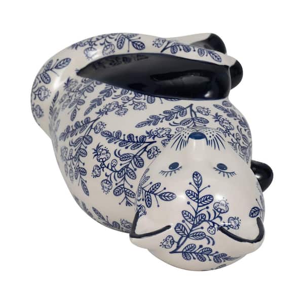 Liv & Skye Blue 6 in. x 10 in. Ceramic Cat Chinoiserie Vintage