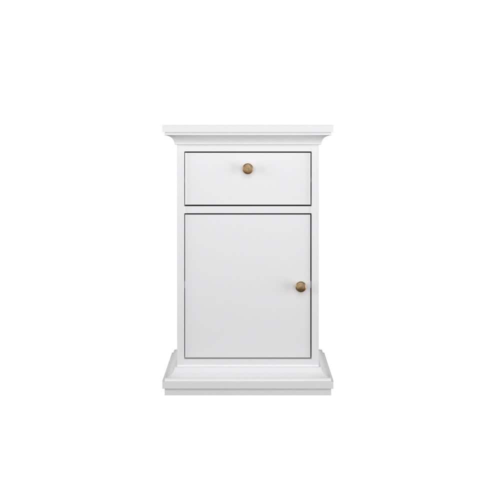 Sonoma Contemporary White Nightstand with Bronze Knobs