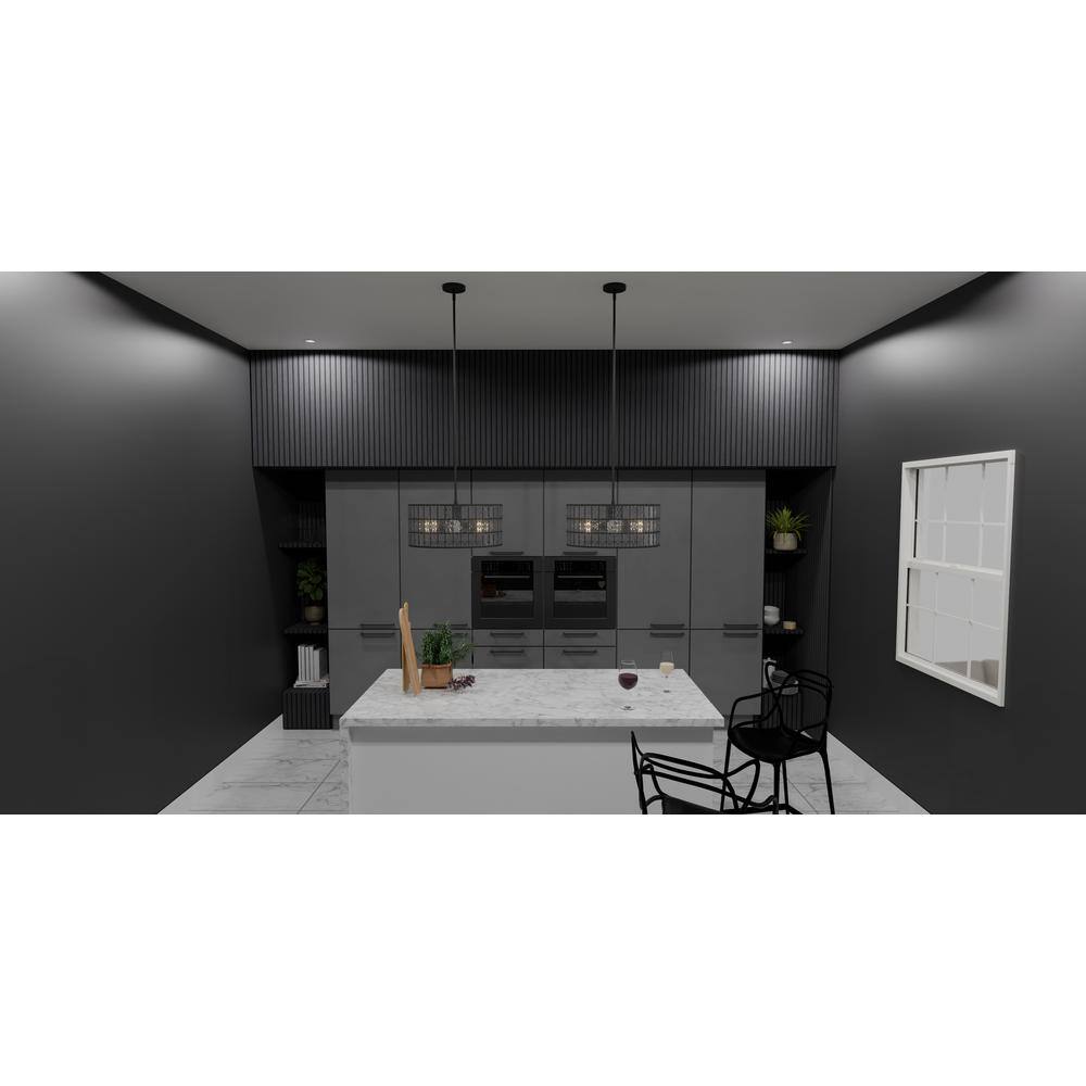 Gibson Matte Black Crystal Drum Pendant Light