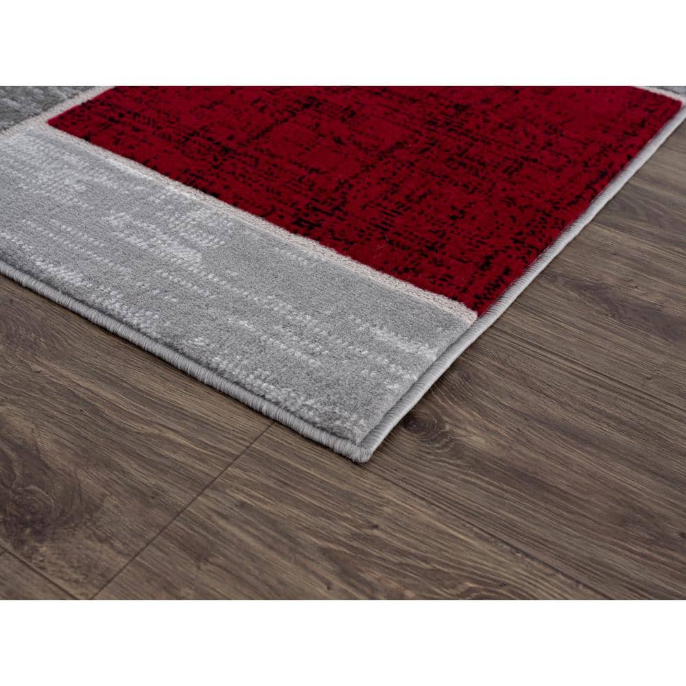 Solana Red Geometric Synthetic 2 ft. x 3 ft. Area Rug