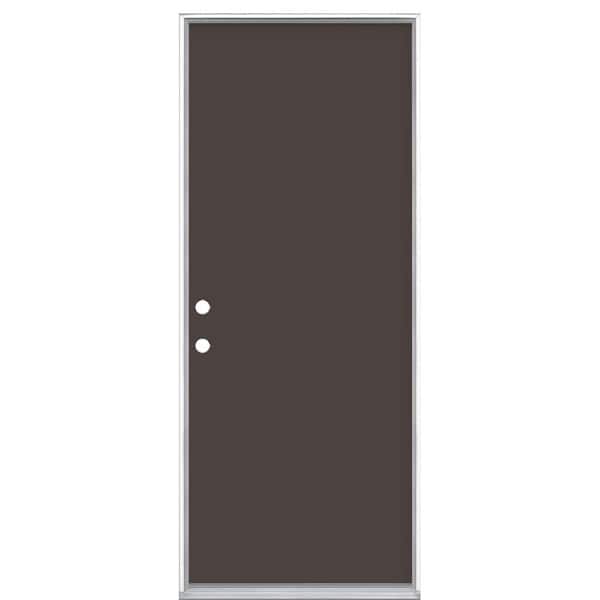 Masonite 32 in. x 80 in. Flush Right-Hand Inswing Willow Wood Painted Steel Prehung Front Exterior Door No Brickmold