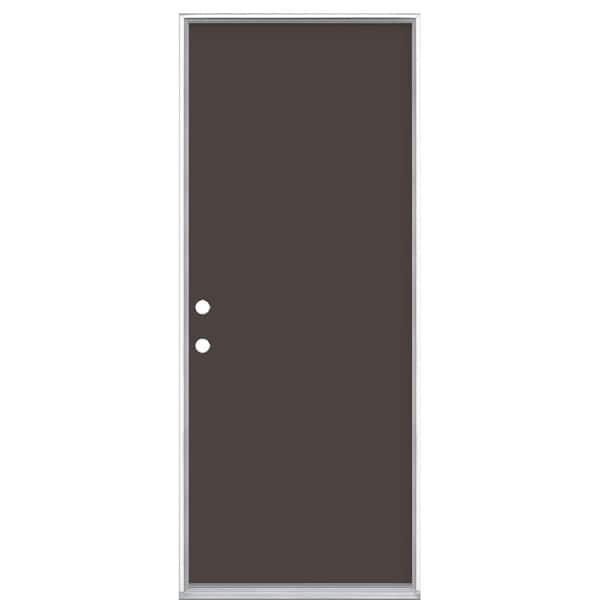 Masonite 32 in. x 80 in. Flush Right-Hand Inswing Willow Wood Painted Steel Prehung Front Door No Brickmold in Vinyl Frame