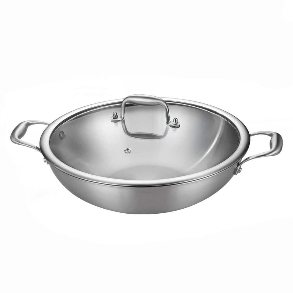 13 qt. Tri-Ply Stainless Steel Nonstick Saute Pan with Lid, Fast